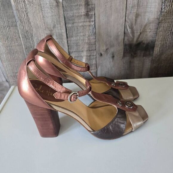 Cole Haan Multicolor T Strap Block Heels Sz 8.5B - Picture 1 of 7